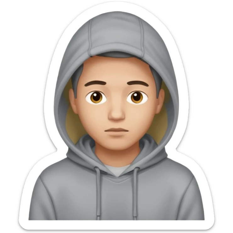 a guy wears a hoodie, his face is a mysterious, he looks pretty and handsome, but very distant  sticker