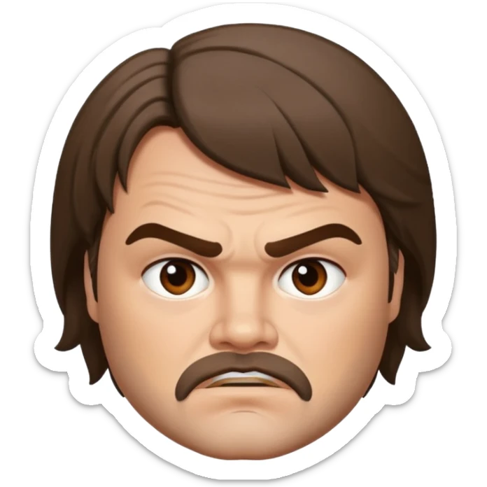 realistic emoji of Jack Black, close-up, realistic hair and eyes sticker