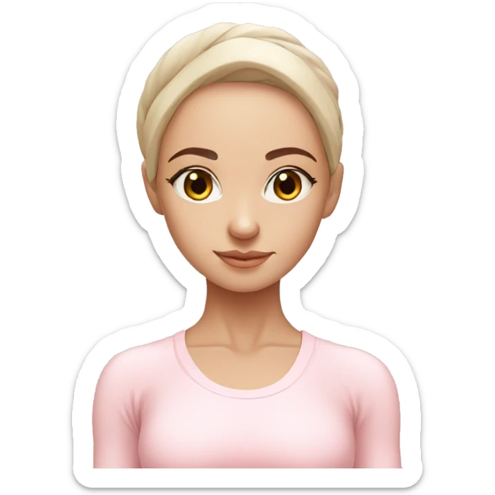 Aesthetic Ukrainian yoga girl in light pink yoga outfit sticker