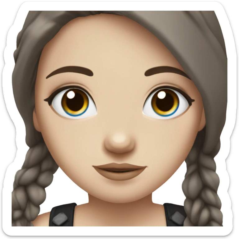 beautiful white girl with tattoos, with long dark brown hair and blue eyes sticker