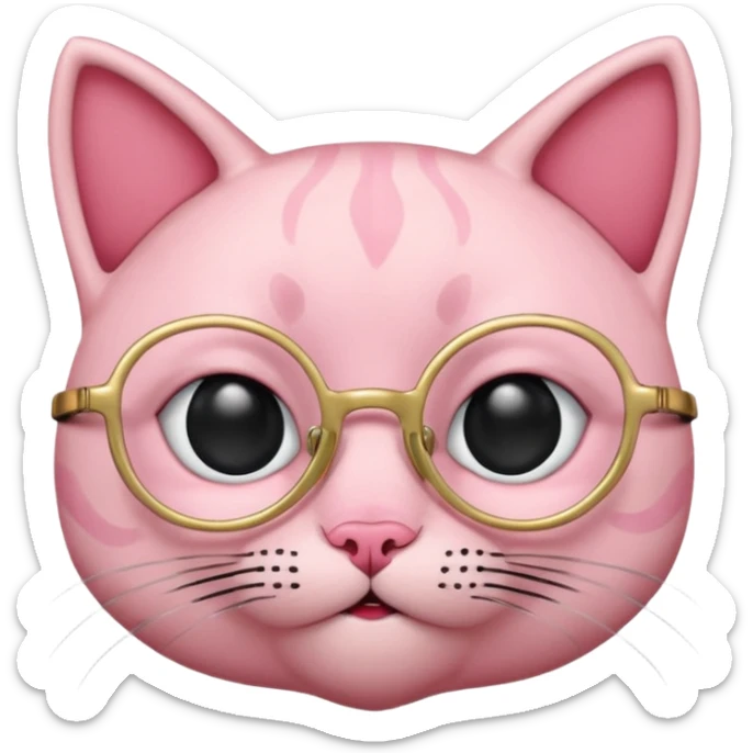 Crybaby pink and black cat with gold round glasses  sticker