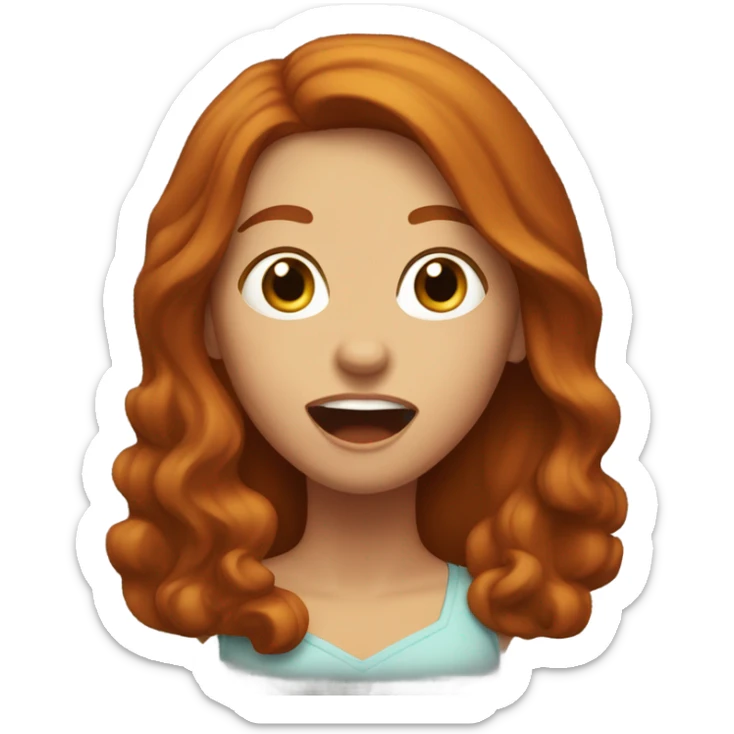 Girl with long auburn hair,  omg jaw open sticker