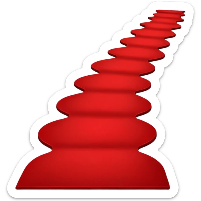 Minimalist emoji-style sticker of a blood-red carpet shaped like a thick trail or drop, flat vector design, no shadows. sticker