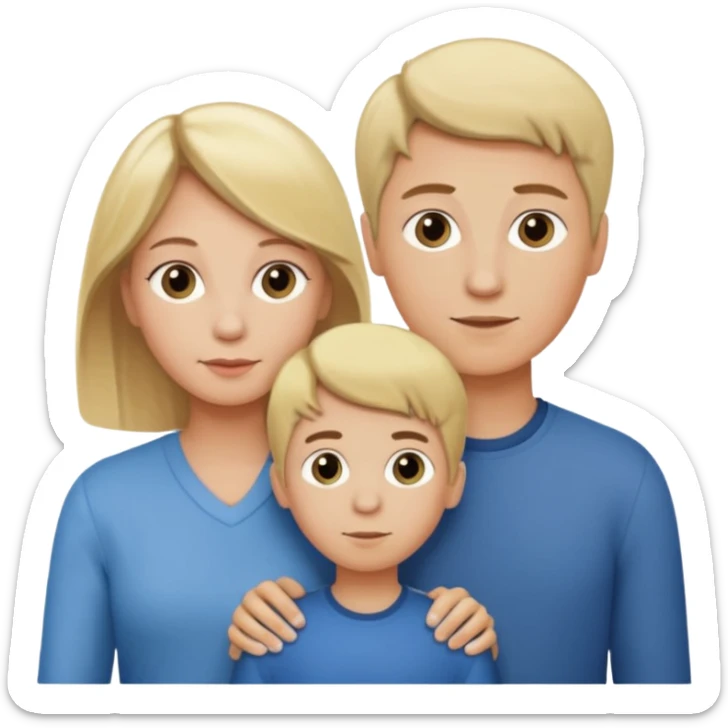 Mom with three kids (oldest girl with blonde hair, boy with brown hair, youngest boy with blonde hair) sticker
