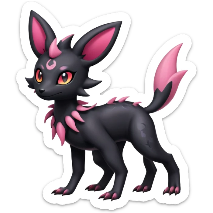 Shiny Dark Edgy Gothic Gloomy Futuristic Salandit-Umbreon-Shaymin-Delcatty-Hybrid (Full body) sticker