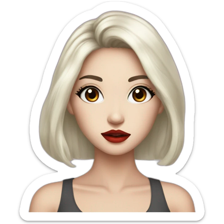 Beautiful young woman,Black hair,long hair,White skin,oval face,big eyes,Blackeyes,Redlips,Chinese sticker