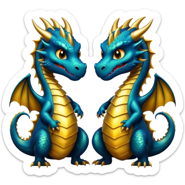 2 dragons, 1 is black and the other is gold, the gold is smaller than the black one sticker
