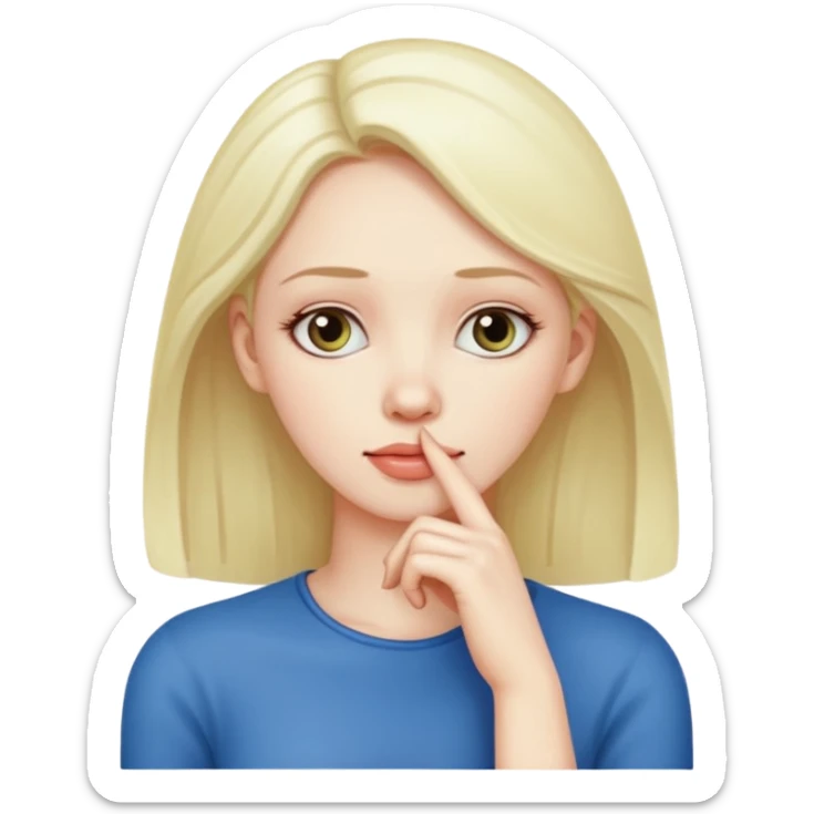 I want an emoji of a woman with cancer, the expression must be that of someone thinking, with their hand touching their chin.
 sticker