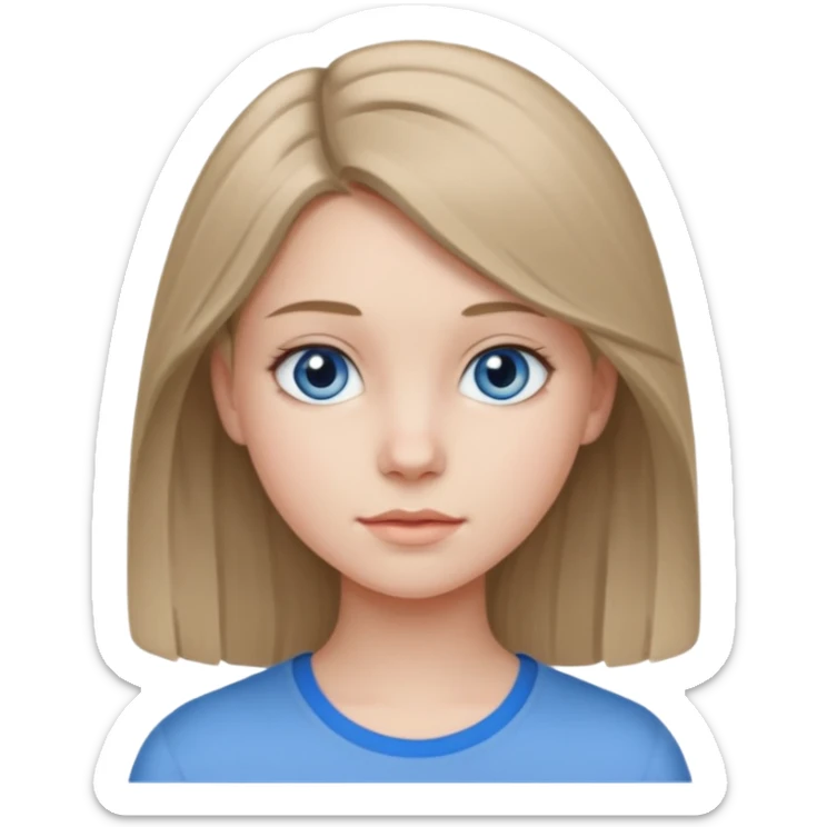 Teen girl with dark blond 1b hair and grey blue eyes and pale skin  sticker