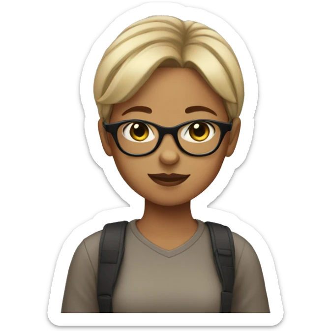 girl with glasses, short hair that loves cats sticker