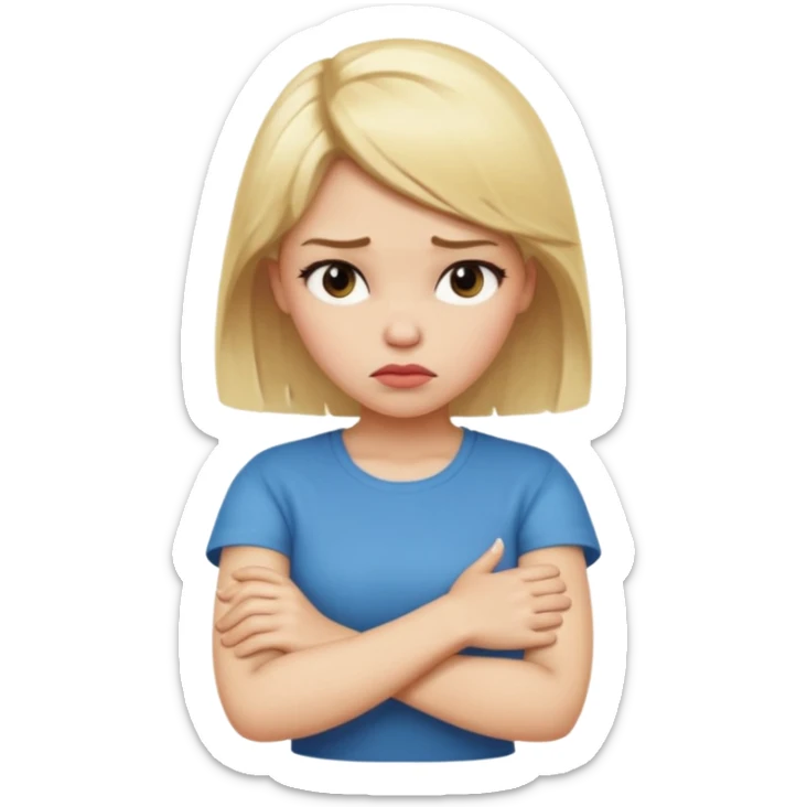Girl with blonde hair who has her Arms crossed pouting  sticker