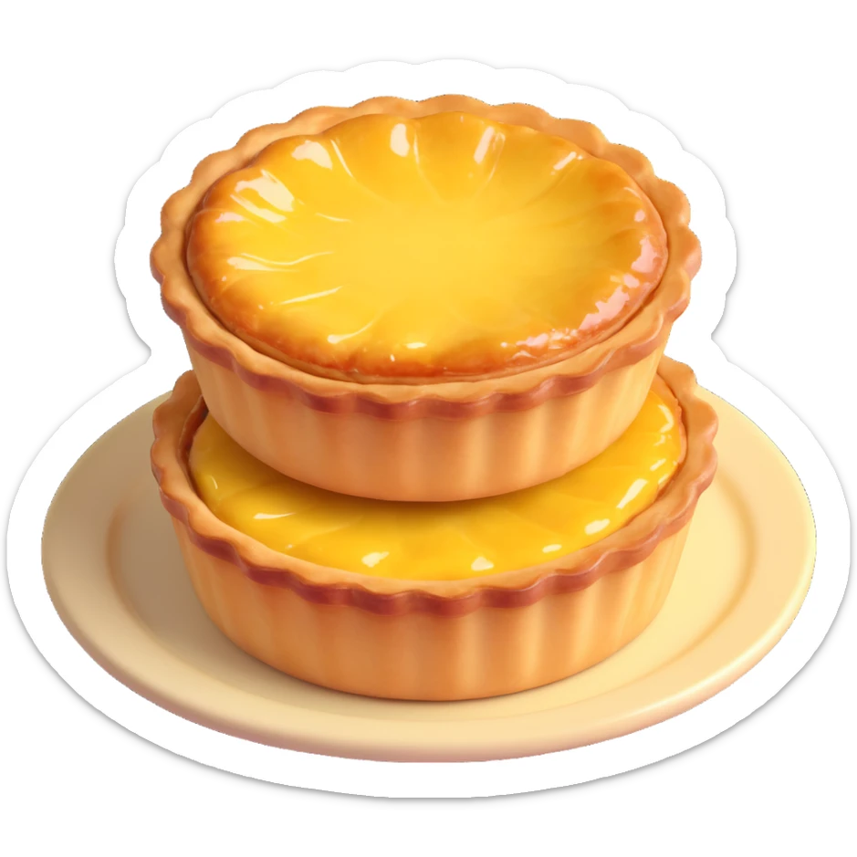 typical Portuguese pastry pastel de nata golden custard tart in a flaky crust sticker