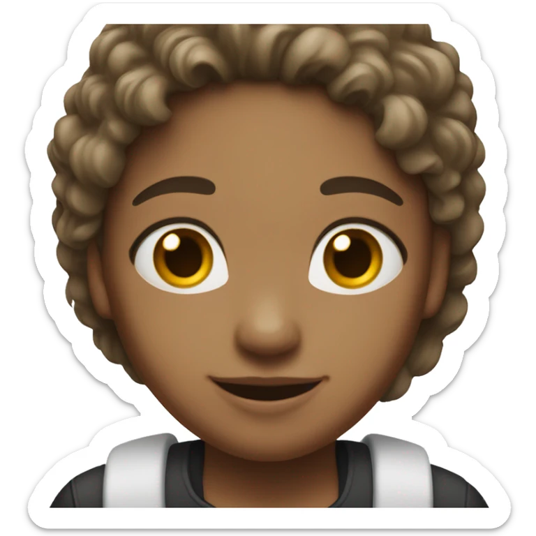 Brown-haired with a little white strand of hair girl smiling  sticker