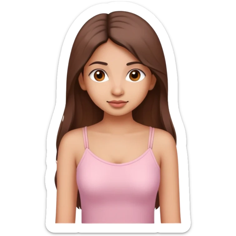 a long brown hair, north-east indian girl wearing a soft pink spaghetti top sticker