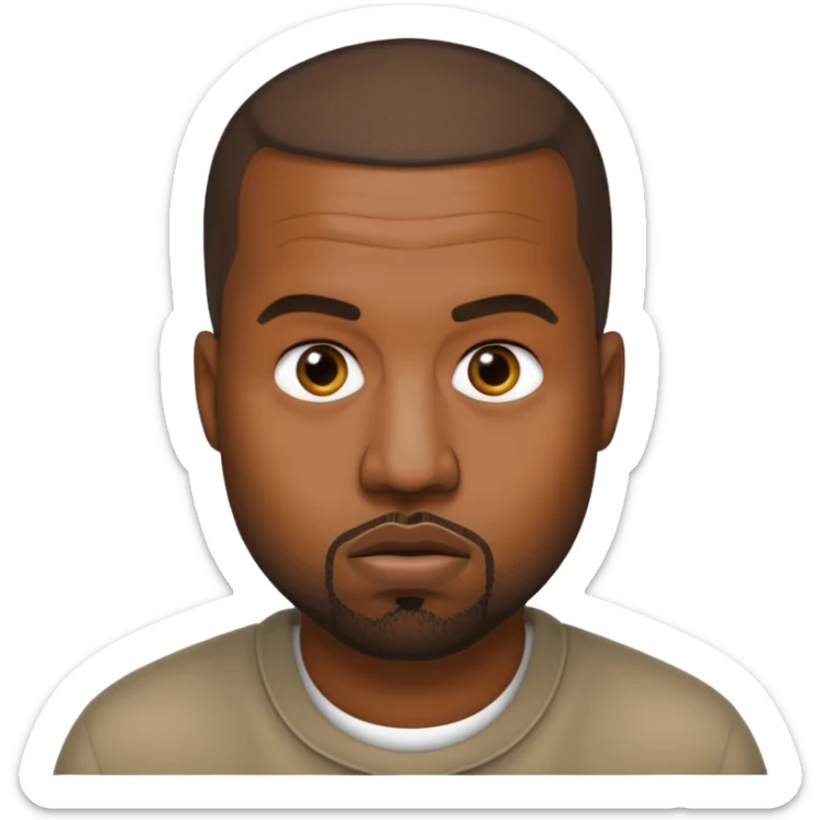 Make me a kanye west emoji as rhe lne on ios i want it to be neutral no face expression just his face sticker