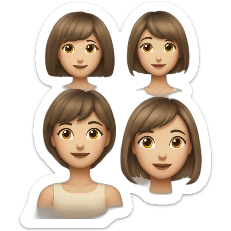 A woman with a short bob haircut and a little girl with a short bob and blunt bangs are standing together. sticker