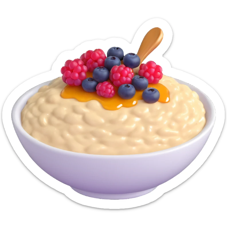 bowl of oatmeal porridge with honey and berries sticker
