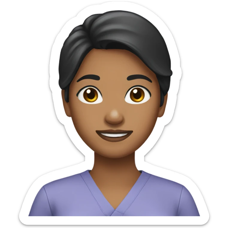 Tan skin black hair girl wear scrubs  sticker