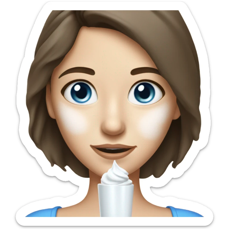 White cream Skin care on white freackles skin of a brunett blue eyes girl  sticker