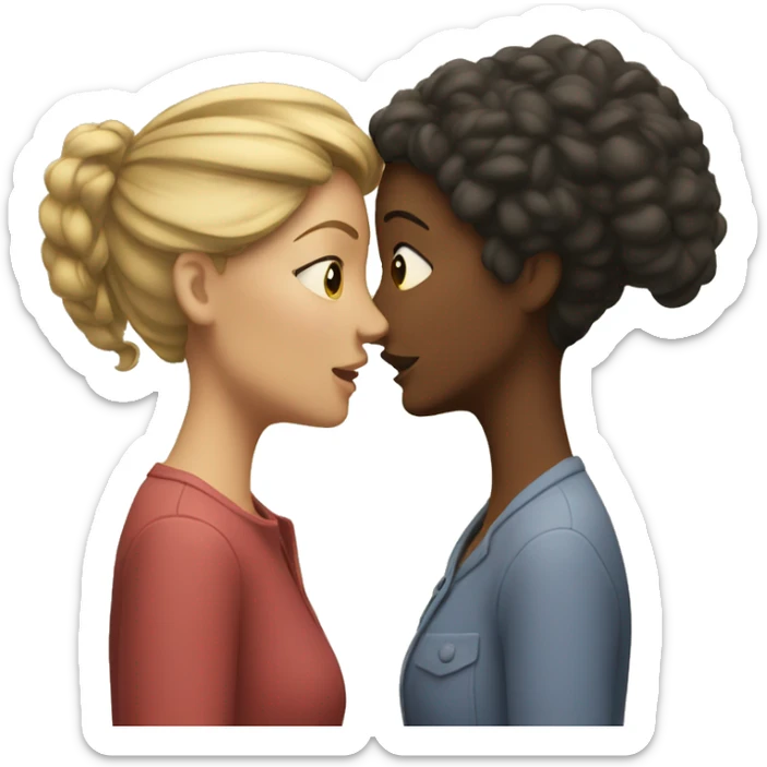 One woman whispers into the ear of another woman. sticker