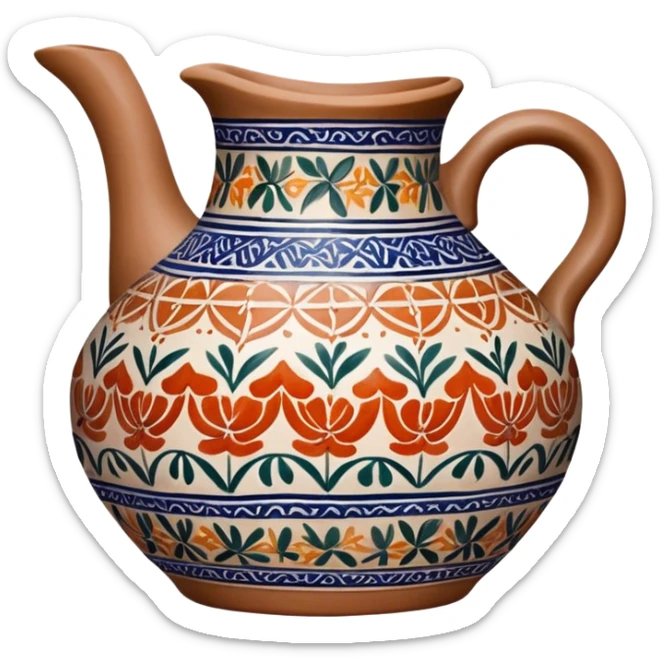 Cinematic Realistic image of a piece of Bolesławiec pottery, rendered with intricate, hand-painted designs and detailed textures, set against a softly illuminated backdrop that highlights its artisanal beauty sticker