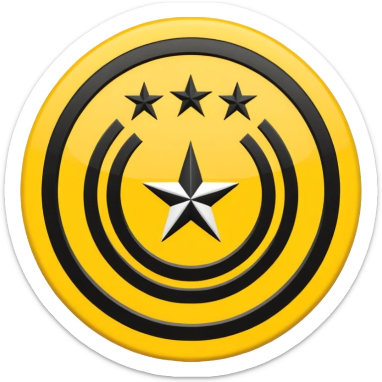 Turkish club Eskişehirspor logo with yellow, black thin stripes and three stars sticker