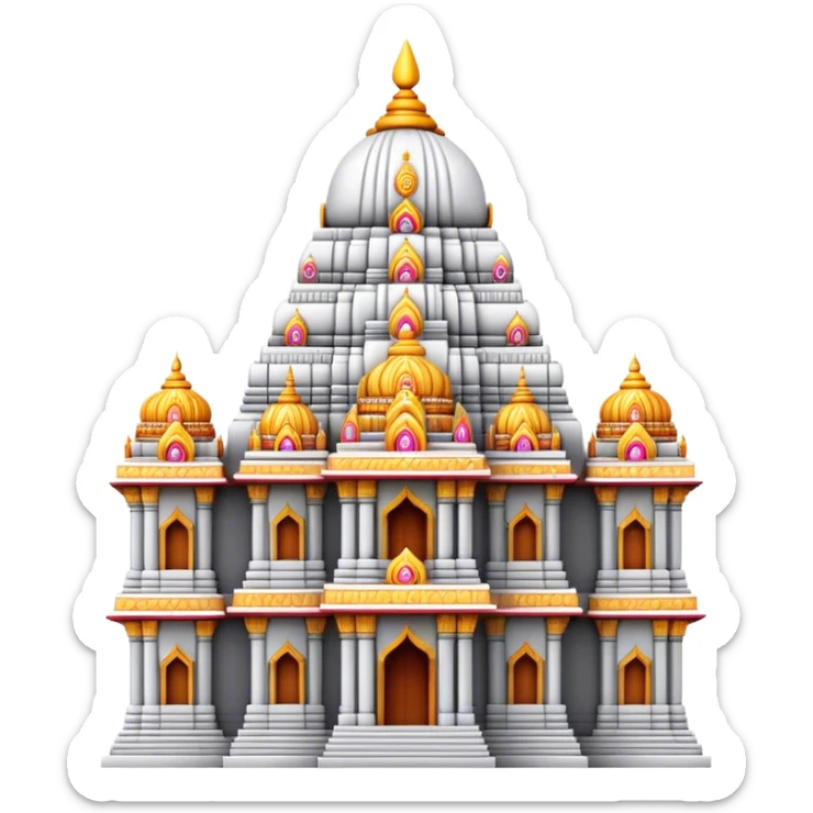 Cinematic Realistic Tirupati Balaji Temple Landmark Emoji, depicted with intricate carvings and spiritual aura rendered with lifelike detail and radiant, divine lighting. sticker
