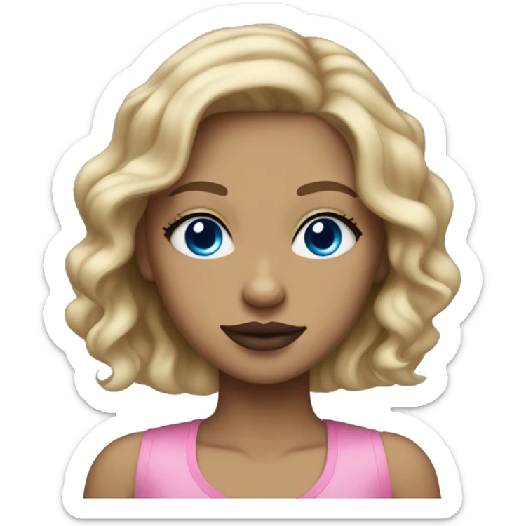 Light skin girl with pink lips, blue eyes, and dirty blonde hair sticker