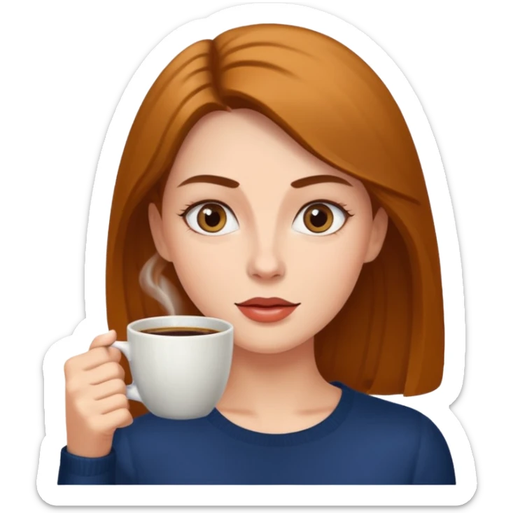 Woman drinking coffee and The edges of the eyes are wide open. sticker