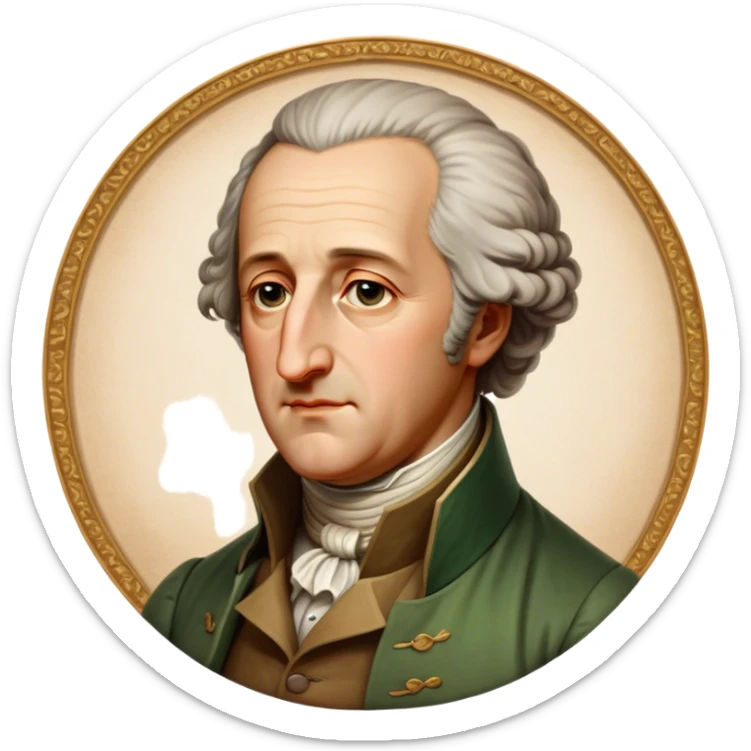 Cinematic Realistic Johann Wolfgang von Goethe Portrait Emoji, depicted as an intellectual literary giant with a thoughtful gaze and refined attire, rendered with detailed textures and warm classical lighting that captures his enduring literary influence. sticker