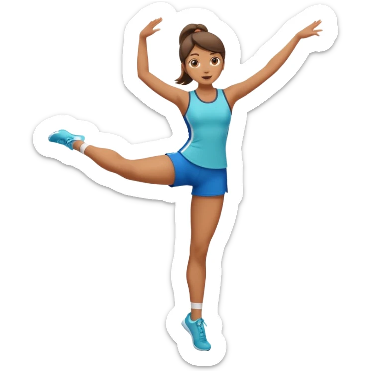The girl stands on one leg, raising her leg to the very top  sticker
