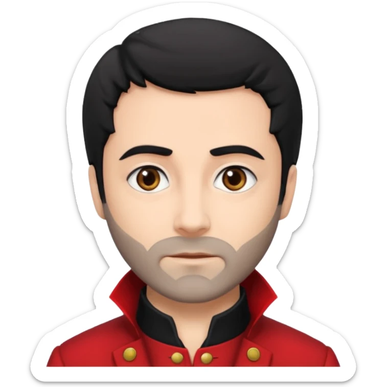 Jean Valjean From Les Miserables with light skin, gray eyes, Black Hair, red outfit sticker
