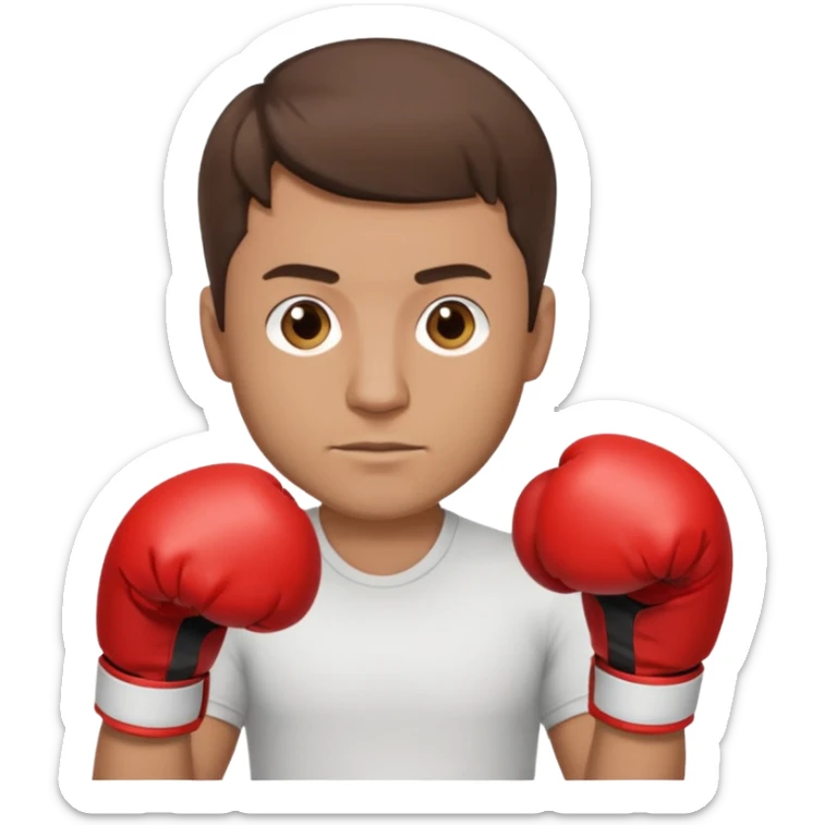Rapaz de 39 anos ,cabelo castanho médio ,olhos castanho claro , cabelo corte malet, com uma luva de box na mão sticker