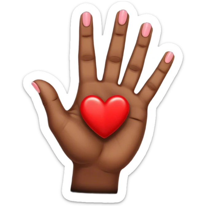 Brown skin index finger and thumb crossed like a heart referring to kpop culture.  place a red heart just above the crossed fingers sticker