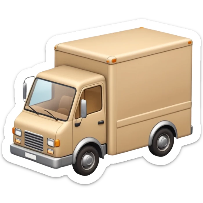 emoji of beige delivery truck, in perspective view sticker