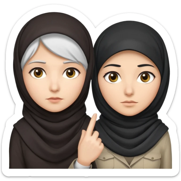 Generate 
1 detective she's white hair covered with hjab light eyes fair skin
1 detectective she's black NO HIJAB HAIR OUT BROWN skin 
they're right next to each other one has a hand lense the other has a sample  sticker