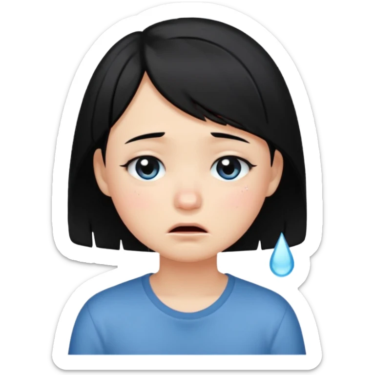 Girl with black hair and short hair  like boy hair who cry and very cute  sticker