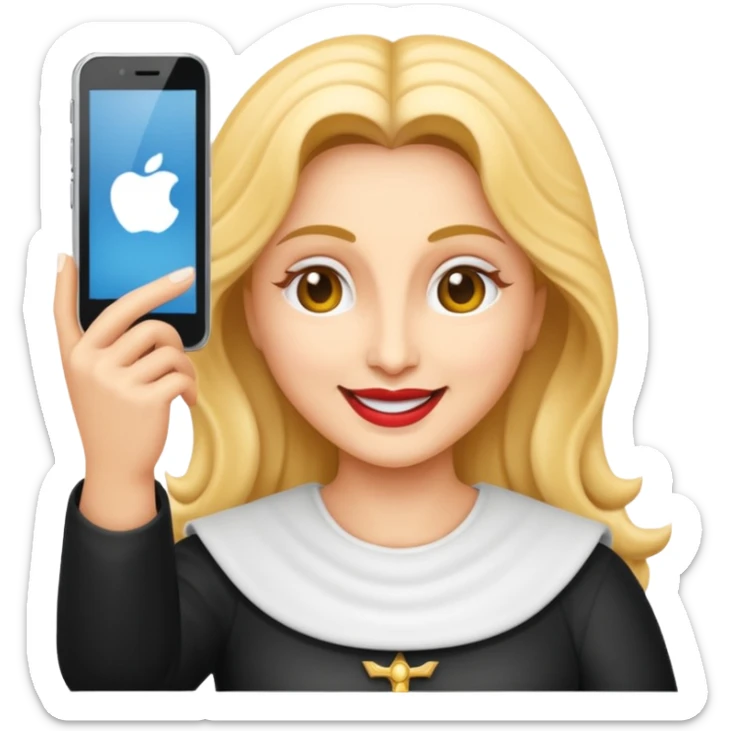 emoji della madonna vestita di BIANCO  con SCATTA UN SELFIE
 sticker