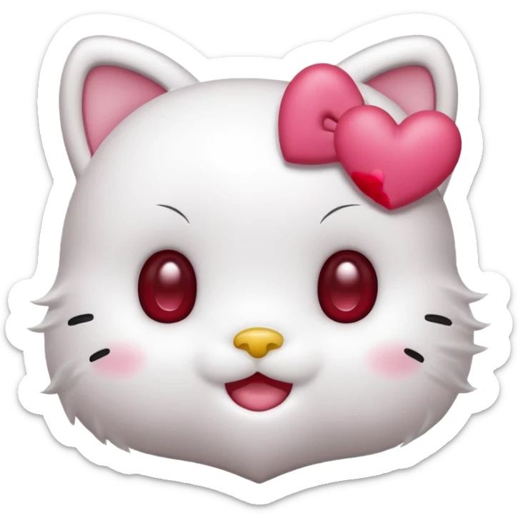 Połącz mi zwykłe hello kitty na białym tle, ale żeby ono wyglądało jak ta emotka: 🥰 sticker