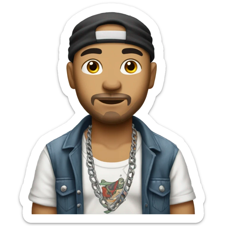 Cholo with tattoos, no hair, bandana and baggy clothes just show front view sticker