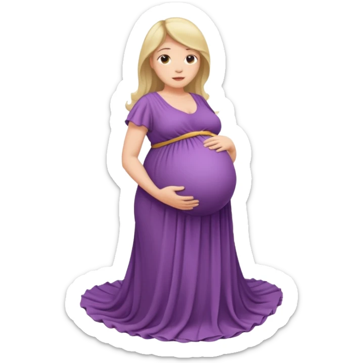 very heavily pregnant overdue woman with very  elarge belly  sticker