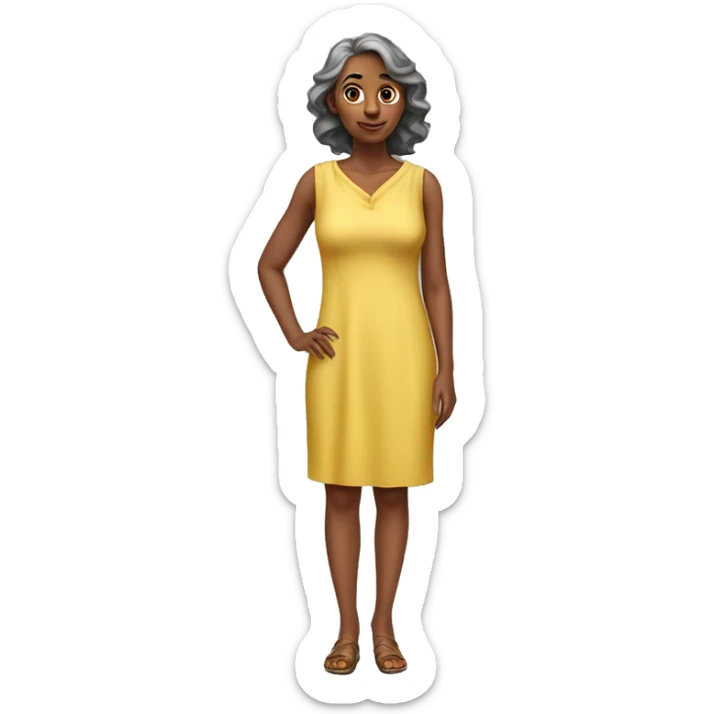 woman years old full length in dress photorealistic serious sticker