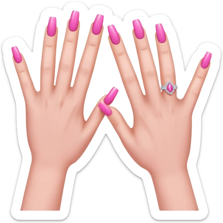 Hands with Pink long nails sticker