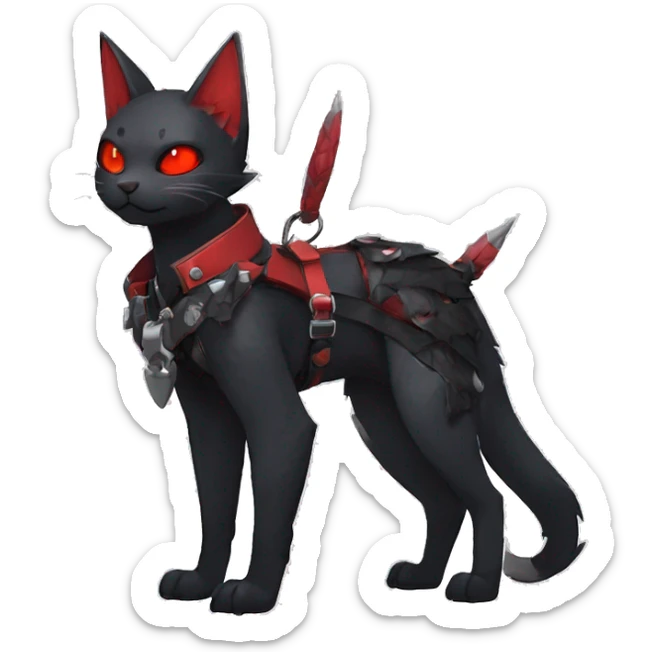 cool edgy black punk red ethereal fantasy nargacuga-bat-cat-Fakemon collar harness full body sticker