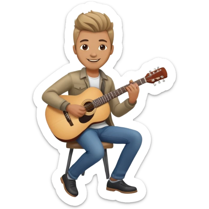 Happy Rock Pop Music Male Musician in his 30s dressed with trendy style sticker