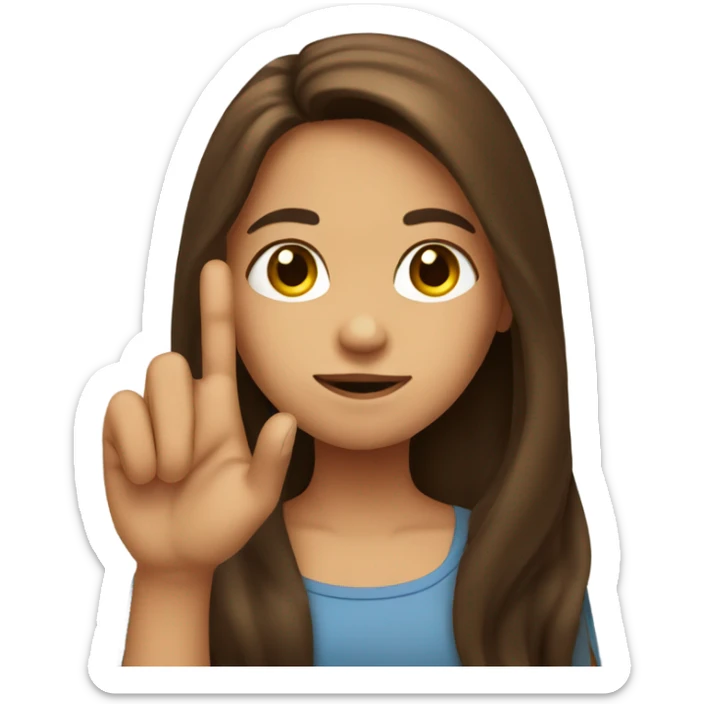Girl with long brown hair and her finger fingers crossed sticker