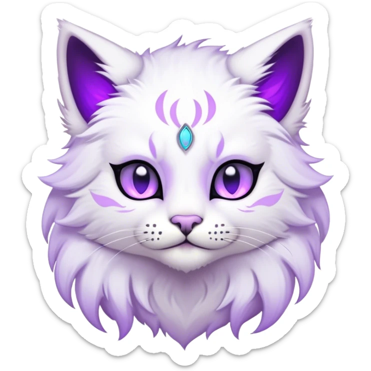 Kawaii dark edgy fantasy pastel ethereal anthro feline fursona animal creature sticker