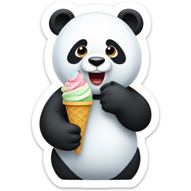 Panda eating ice cream sticker
