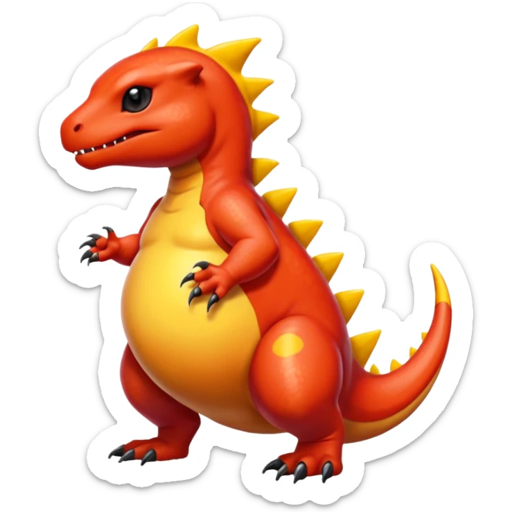 Big huge gigantic enormous fat chubby slimy gooey glossy oily pregnant Charmeleon-Zeraora-Salandit-fusion sticker