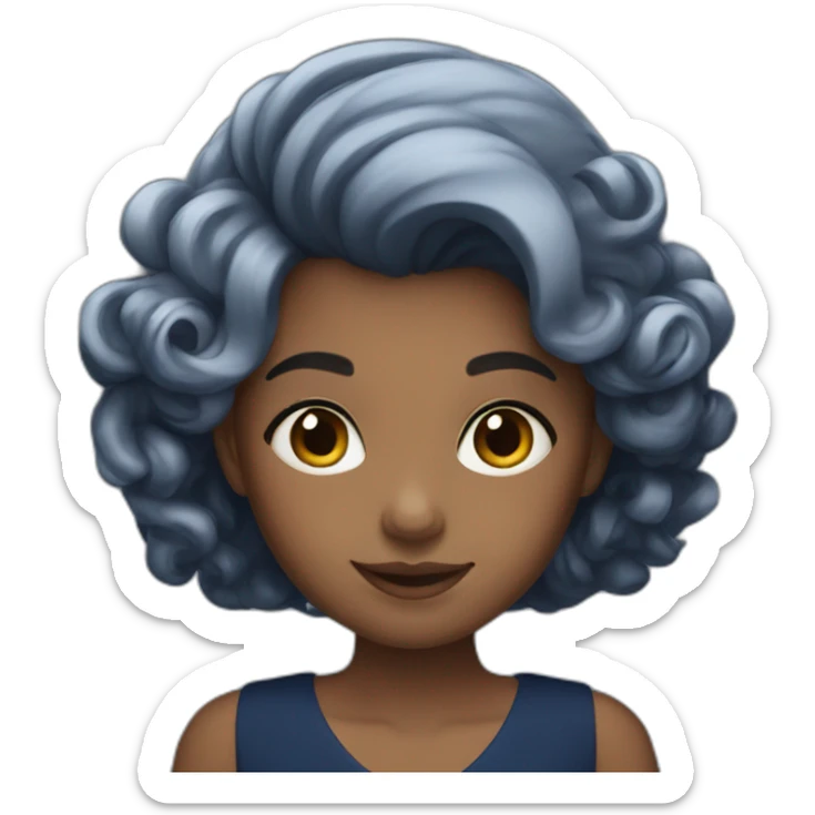 A girl with beautiful hair and wearing a navy blue dress sticker